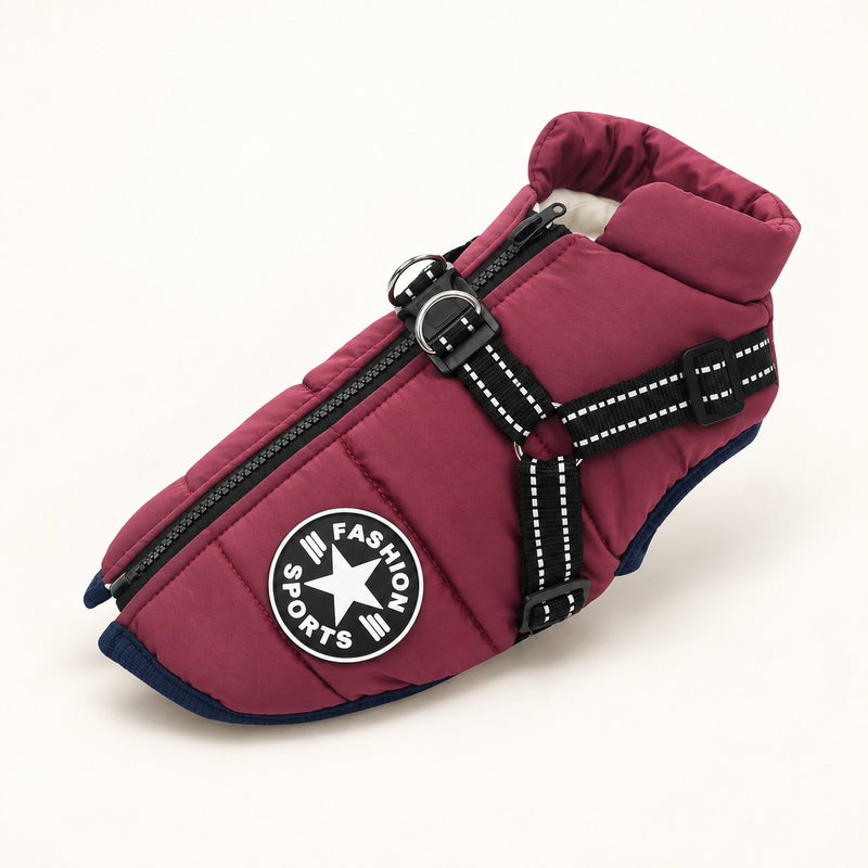 All-weather dog coat in plum