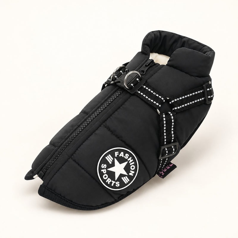 All-weather dog coat in black